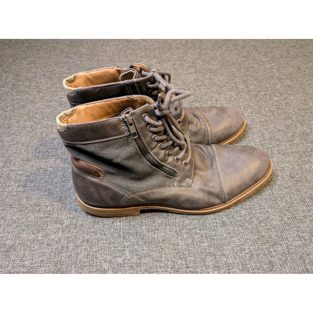 Sonoma Men's Size 13 Mountrock Grey Leather Canvas Side Zip Outdoor Boots Used